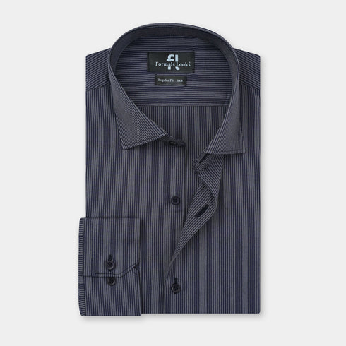Premium Navy Blue Lining Formal Shirt
