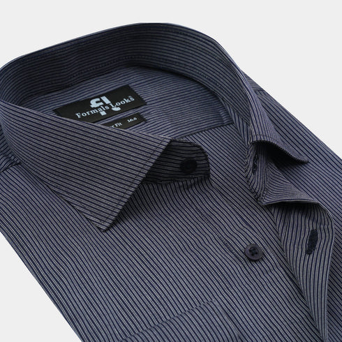 Premium Navy Blue Lining Formal Shirt