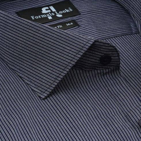 Premium Navy Blue Lining Formal Shirt