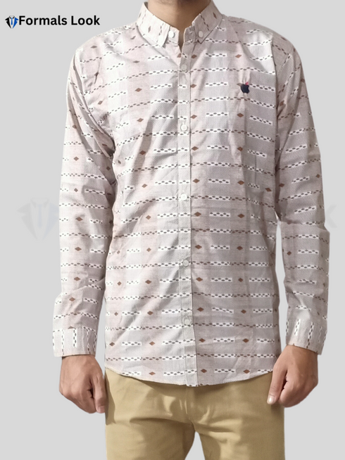 Casual Shirts Light Brown Check