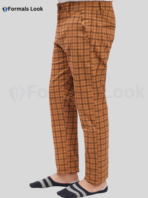 Dark Brown Pant Cotton Check