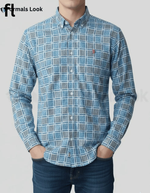 Casual Shirts Sky & Black Check