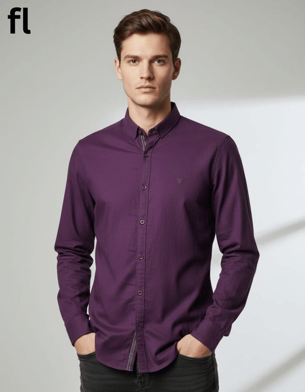 Maroon Chambray Casual Shirt