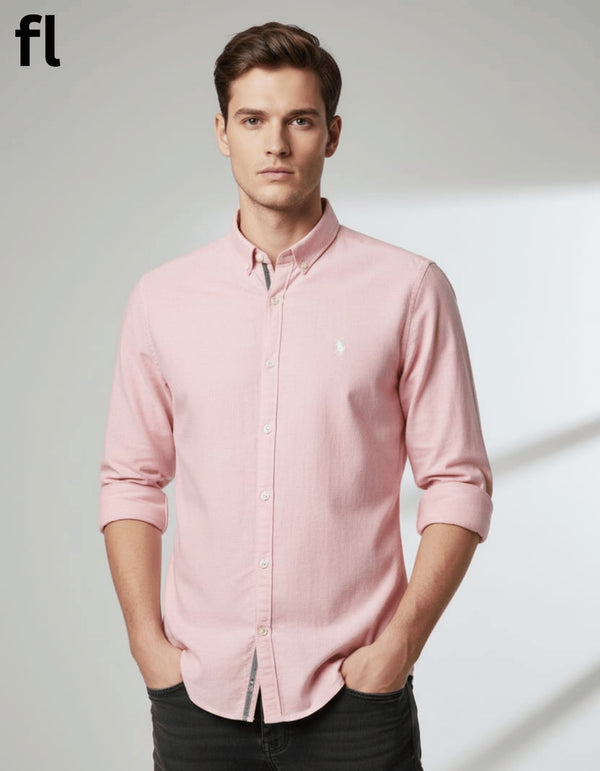 Light Pink Chambray Casual Shirts