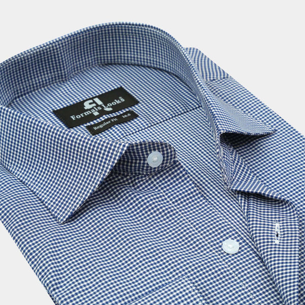 Premium Navy Check Formal Shirt