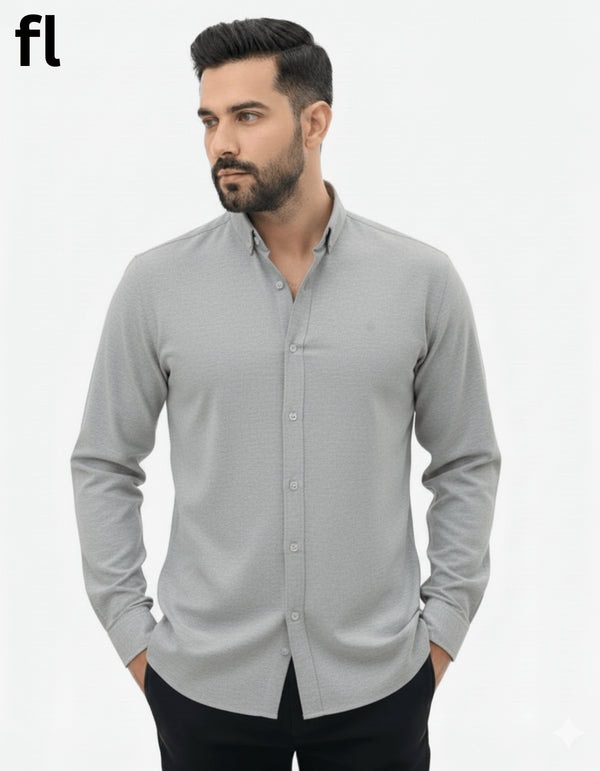 Grey Chambray Casual Shirt