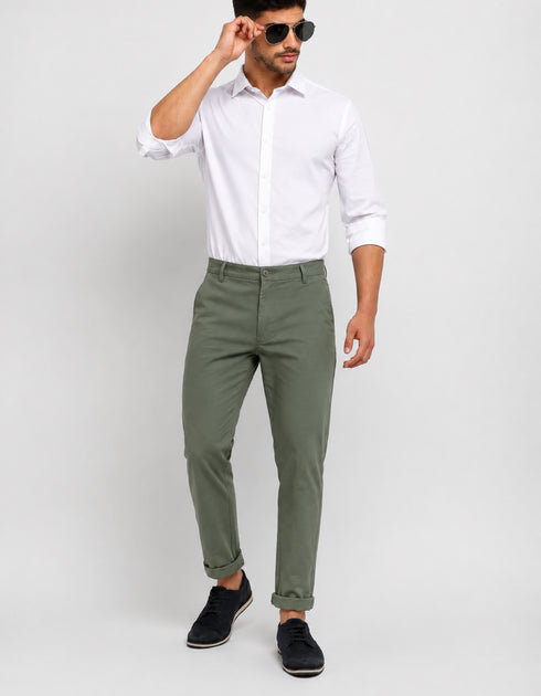 Regular Fit Olive Cotton Pant – Imported Stuff