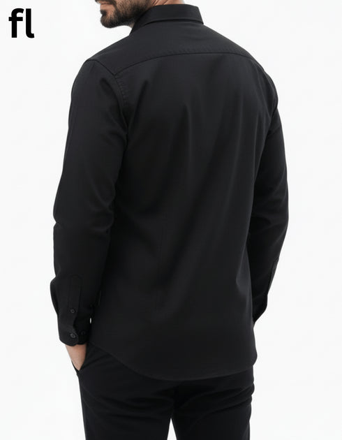 Black Chambray Casual Shirts