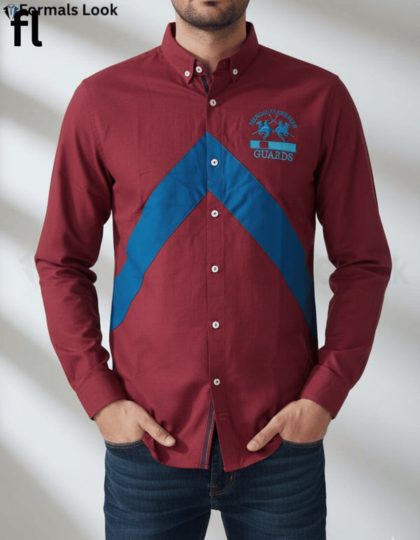 Casual Shirts Maroon & Zinc