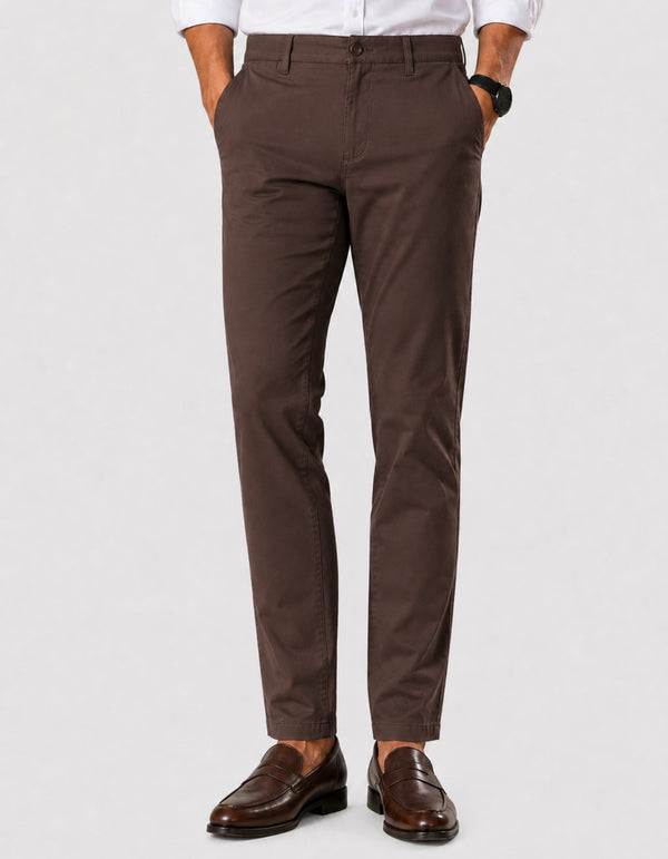 Regular Fit Dark Brown Cotton Pant – Imported Stuff