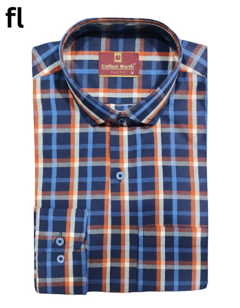 Blue Formal Check Shirt Premium