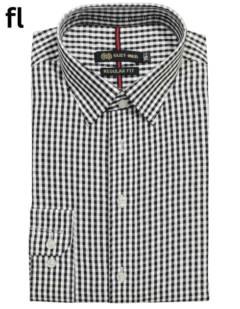Black and White Check Formal Shirt Premium