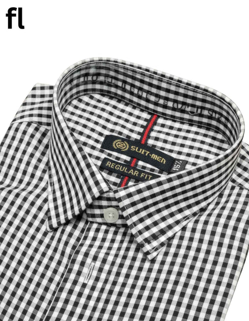 Black and White Check Formal Shirt Premium