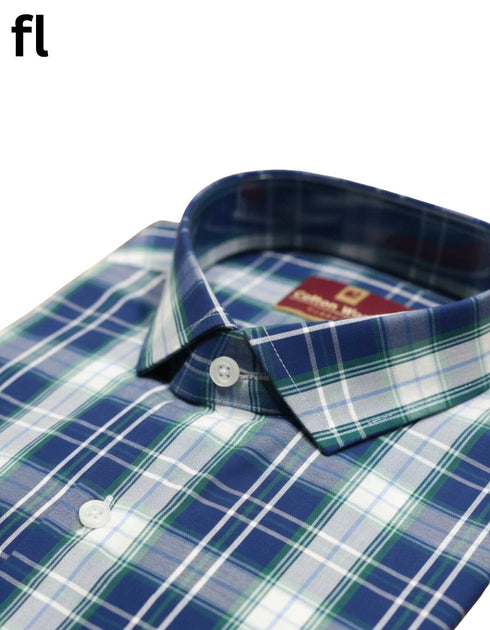 Blue Formal Check Shirt Premium