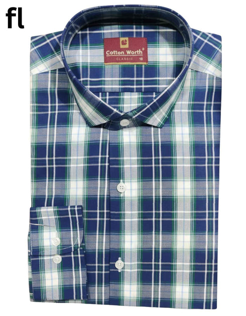 Blue Formal Check Shirt Premium