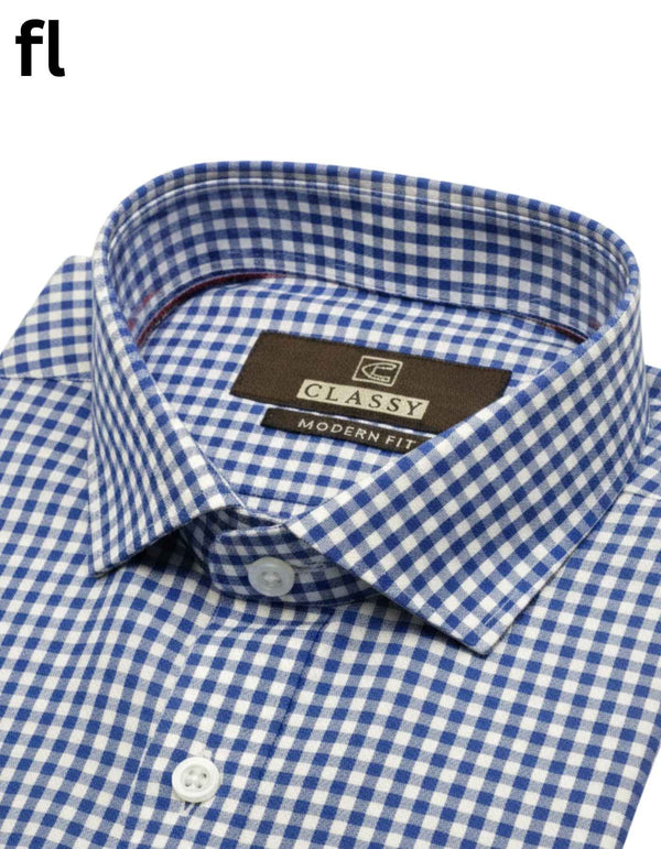 Blue Formal Check Shirt Premium