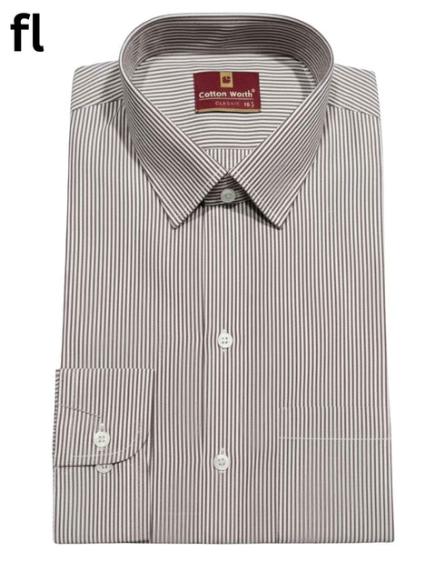Brown Stripe Formal Shirt Premium