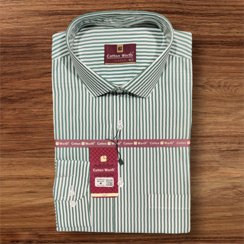 Green Stripe Formal Shirt Premium