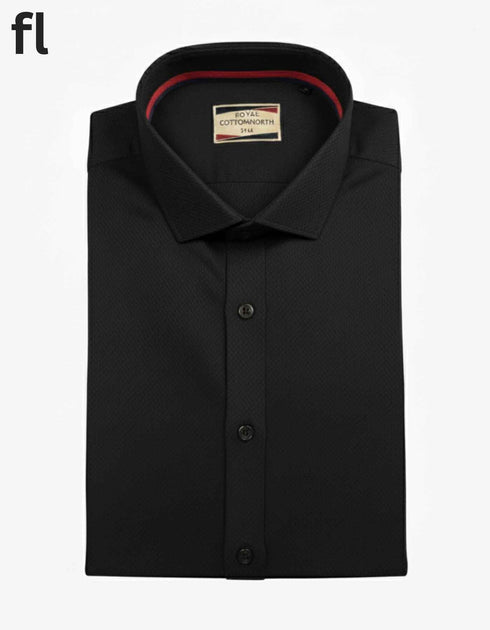 Black Formal Self Texture Shirt For Men's