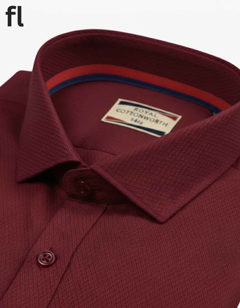 Maroon Formal Self Texture Shirt For Men's
