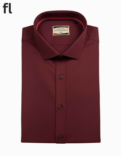 Maroon Formal Self Texture Shirt For Men's