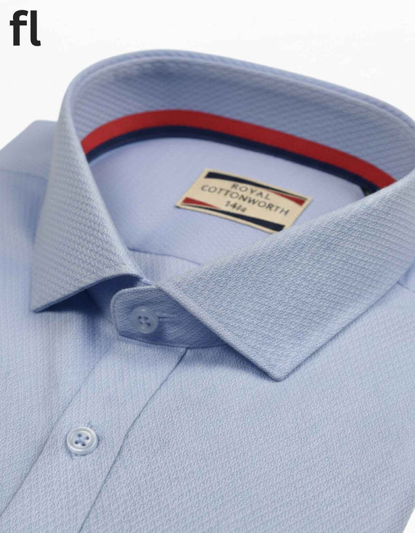 Semi Formal Sky Self Texture Shirt For Men's