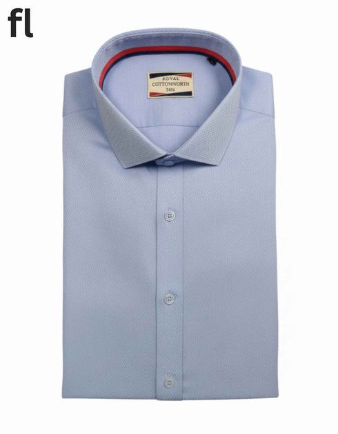 Semi Formal Sky Self Texture Shirt For Men's