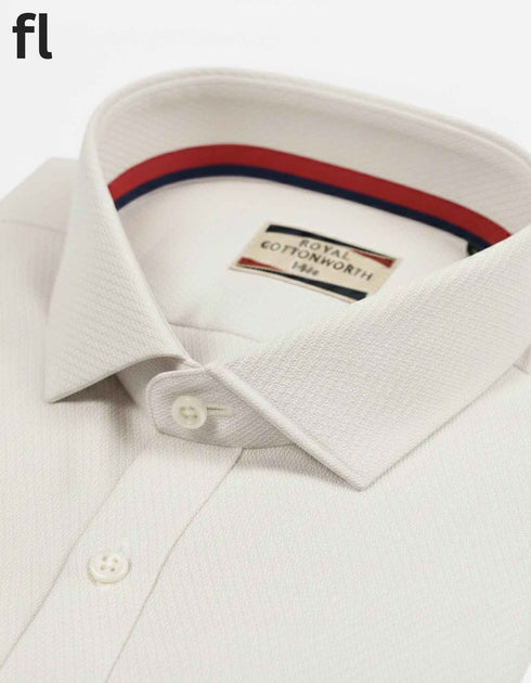 Off White Formal Self Texture Shirt For Men's