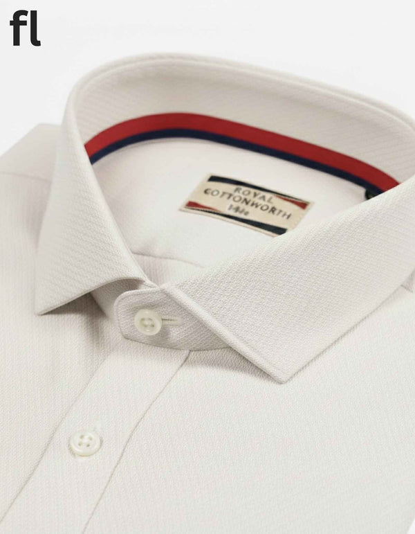 Off White Formal Self Texture Shirt For Men's