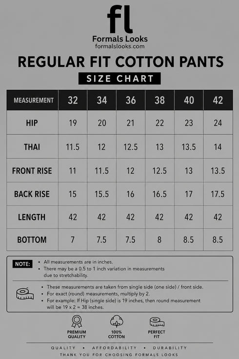 Regular Fit Off White Cotton Pant Imported Stuff