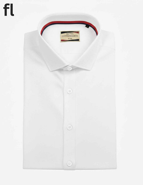 White Formal Self Texture Shirt For Men's