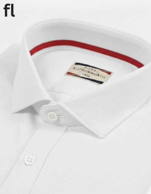 White Formal Self Texture Shirt For Men's