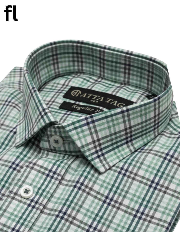 Green Formal Check Shirt Premium
