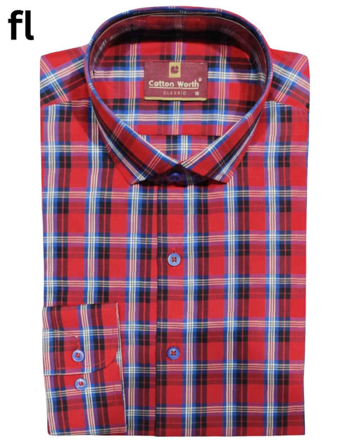 Red Formal Check Shirt Premium