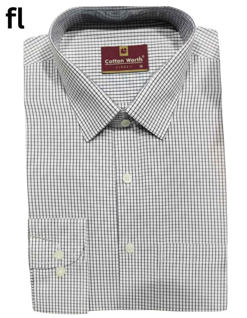 White and Blue Check Formal Shirt Premium
