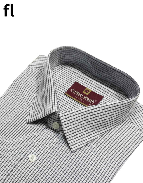 White and Blue Check Formal Shirt Premium